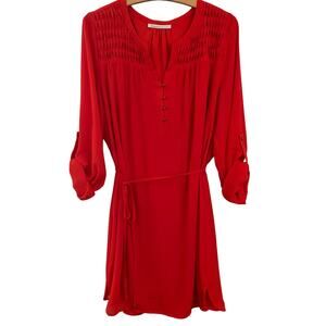 Daniel Rainn Dress Women's Size Medium Red 3/4 Sleeve Chiffon Midi-Length